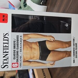 Stanfield's Size M Black 6 Pack of Organic Cotton Classic Briefs